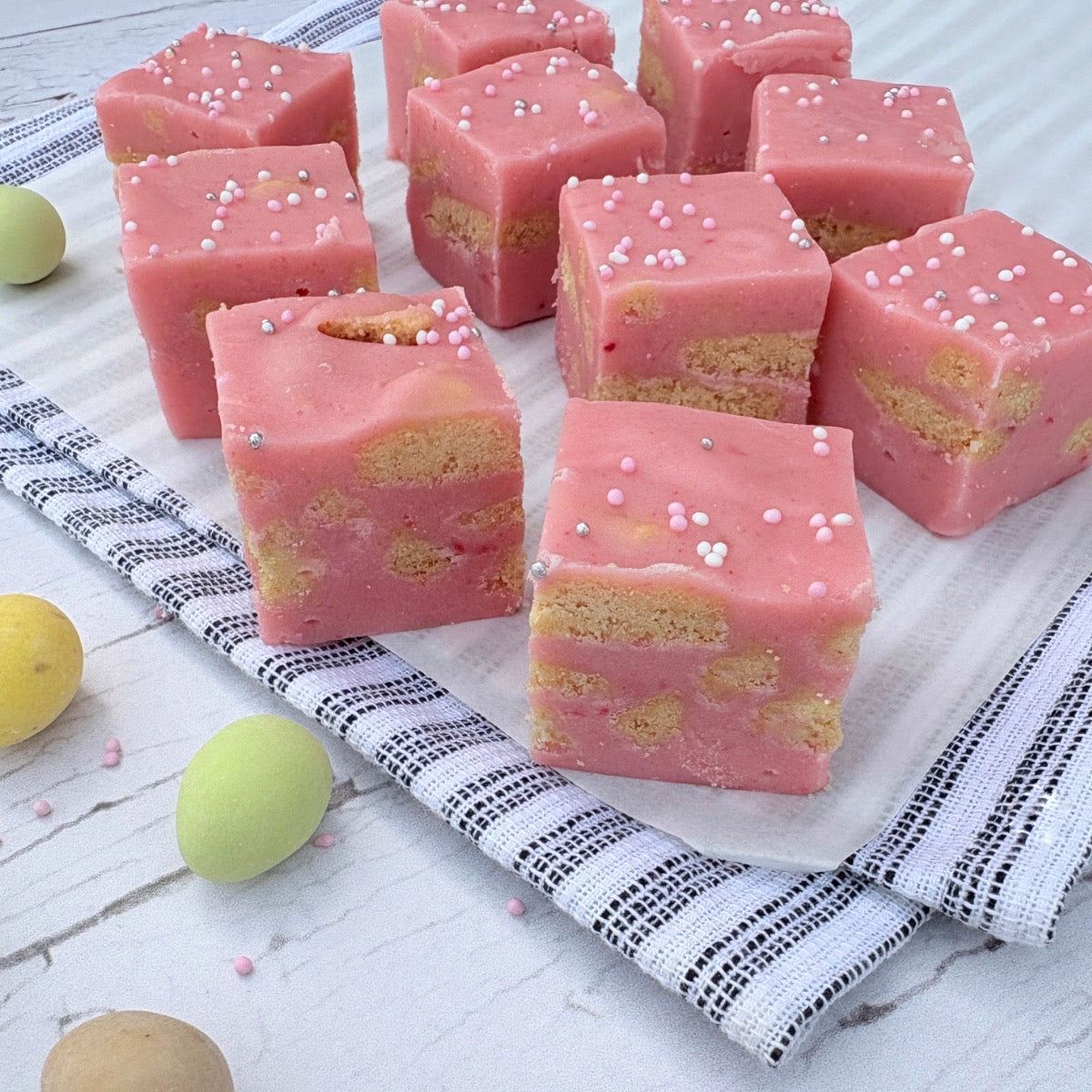 Framboos crumble fudge